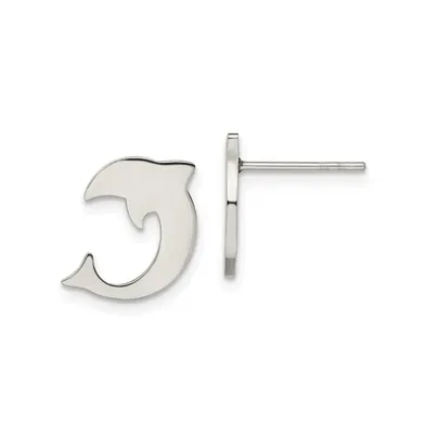 Chisel stainless Steel Polished Dolphin Earrings
