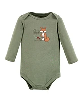Hudson Baby Baby Boys Hudson Cotton Long-Sleeve Bodysuits, Forest Deer -Pack