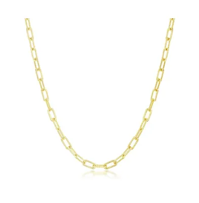 Sterling Silver or Gold Plated Over polished Rope Design Paperclip Necklace