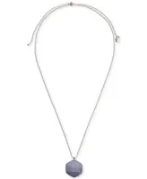 Lucky Brand Silver-Tone Stone Hexagon 30" Adjustable Pendant Necklace