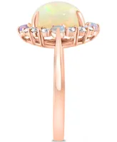 Effy Ethiopian Opal (2-1/8 ct. t.w.) & Diamond (1/3 ct. t.w.) Halo Ring in 14k Rose Gold