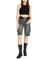 Steve Madden Women's Heart Buckle Stretch Faux-Leather Belt