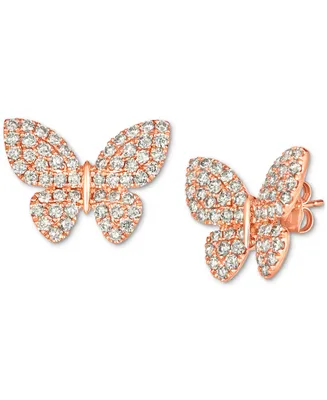 Le Vian Nude Diamond Butterfly Stud Earrings (2 ct. t.w.) in 14k Rose Gold