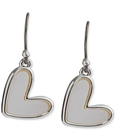 Lucky Brand Silver-Tone Mother-of-Pearl Heart Drop Earrings