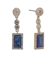 Laundry by Shelli Segal Gold Tone Linear Earrings with Stones and Semi-Precious Stone