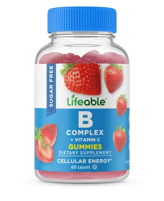 Lifeable Sugar Free Vitamin B Complex with Vitamin C Gummies - Energy, Nervous System - Great Tasting, Dietary Supplement Vitamins - 60 Gummies