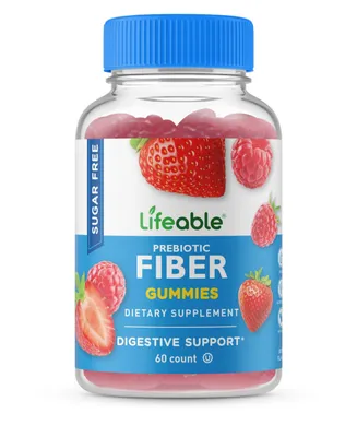 Lifeable Sugar Free Prebiotics Fiber 4g Gummies - Digestive System - Great Tasting Natural Flavor, Dietary Supplement Vitamins - 60 Gummies