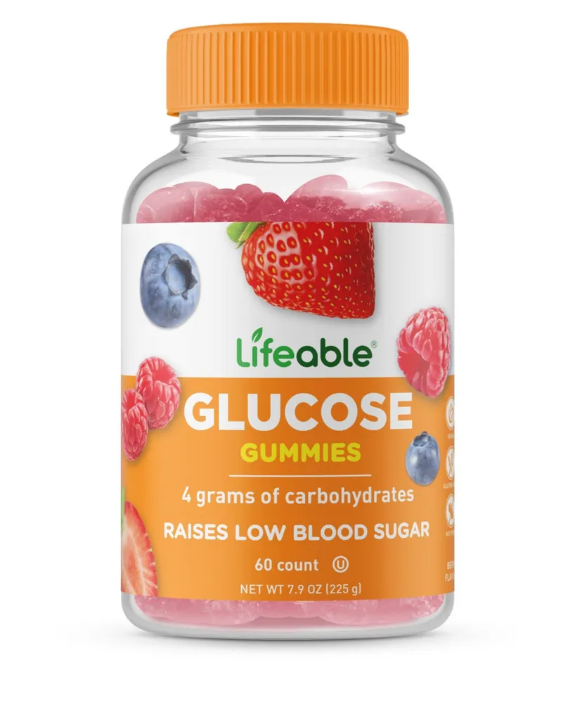 Lifeable Glucose Gummies - Raise Low Blood Sugar - Great Tasting Natural Flavor, Dietary Supplement Vitamins - 60 Gummies