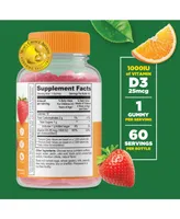 Lifeable Vitamin D for Kids 1,000 Iu Gummies - Bone Health And Immunity - Great Tasting Natural Flavor, Dietary Supplement Vitamins - 60 Gummies