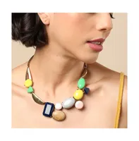 Sohi Women's Multicolor Abstract Stone Cluster Necklace