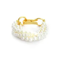 Sohi Women's White Pearl Strand Bracelet