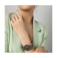 Sohi Women's Green Embellished Ethnic Statement Bracelet