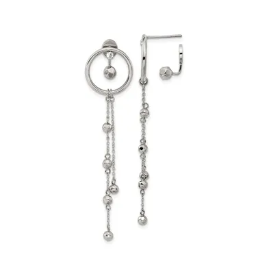 Chisel Stainless Steel Polished Crystal Front and Back Dangle Earrings