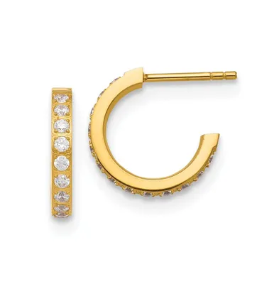 Chisel Stainless Steel Polished Yellow Ip-plated Cz Hoop Earrings
