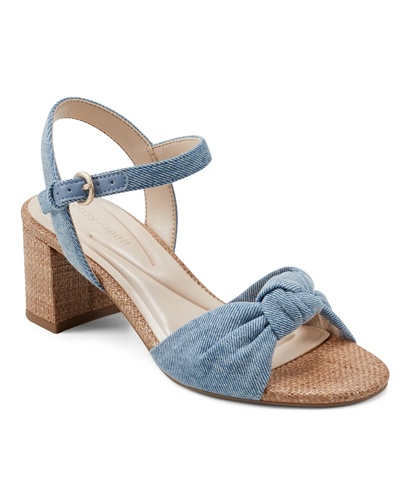 Easy Spirit Women's Danica Block Heel Open Toe Dress Sandals - Medium Blue Denim