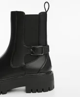 Mango Women's Elastic Panel and Buckle Ankle Boots