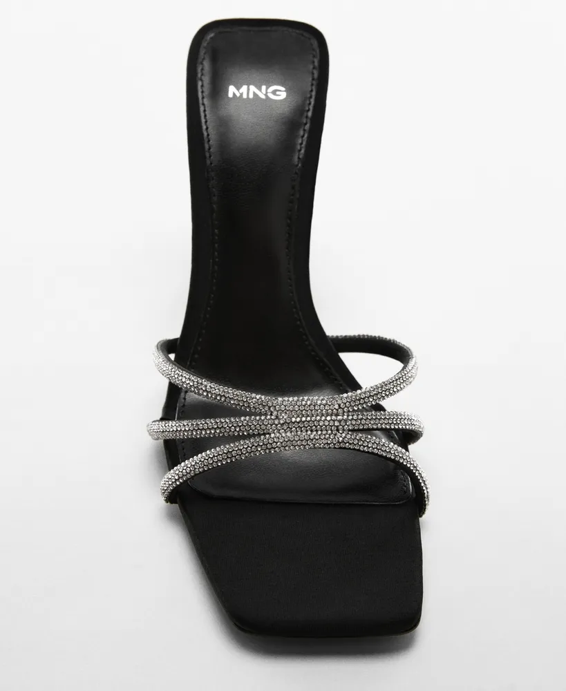 Mango Women's Rhinestone Straps Heeled Sandals