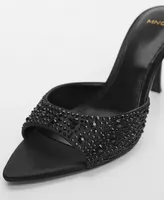 Mango Women's Rhinestone Detail Heeled Sandals