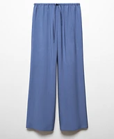 Mango Women's Elastic Waist Wide Leg Pants