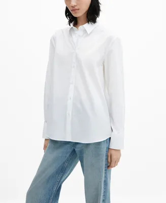 Mango Women's Oversized Cotton Lyocell Blend Shirt