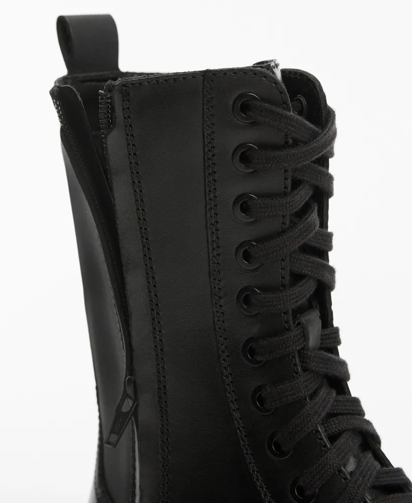 Mango Women's Lace-Up Leather Boots