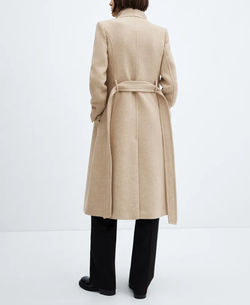 Mango Women's Belted Woolen Coat