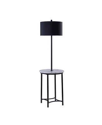 Team son Home Shenna Floor Lamp with Table and Built-In Usb, Faux Marble/Black