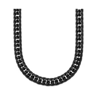 Chisel Polished Black Ip-plated Double Curb Chain Necklace