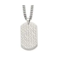 Chisel Brushed Polished Dog Tag on a Curb Chain Necklace