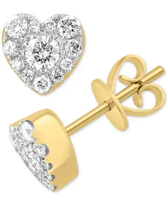Effy Certified Diamond Heart Cluster Stud Earrings (3/8 ct. t.w.) in 14K Gold