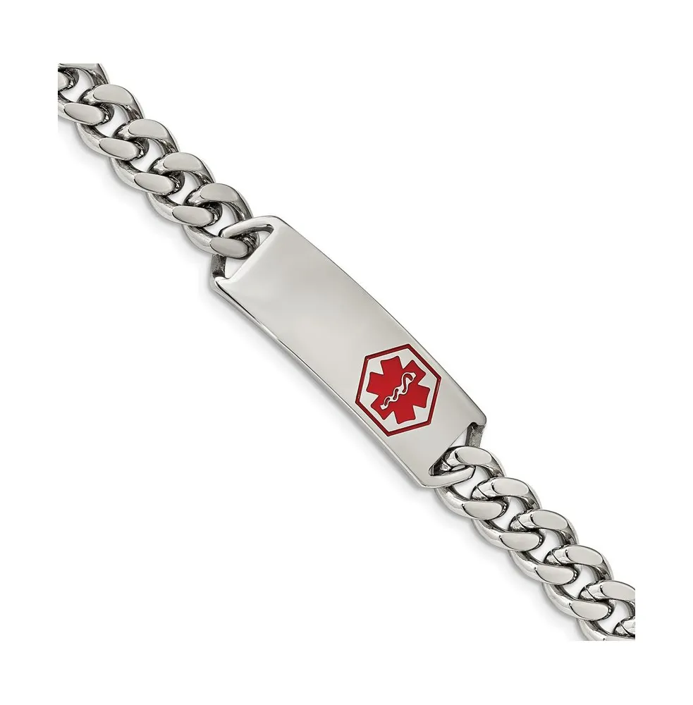 Chisel Stainless Steel Red Enamel Medical Id 8" Chain Bracelet