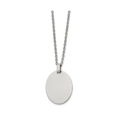 Chisel Stainless Steel Polished Oval Pendant on a Cable Chain Necklace