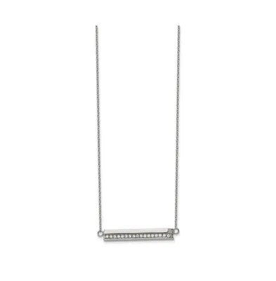 Chisel Cz Bar Cable Chain Necklace with a 1 inch Extension Necklace