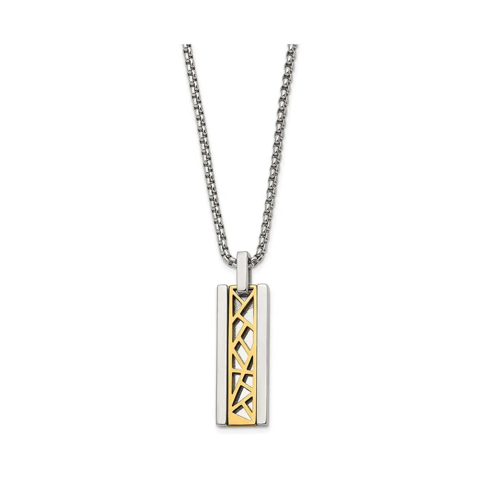 Chisel Yellow Ip-plated Center Rectangle Pendant Box Chain Necklace