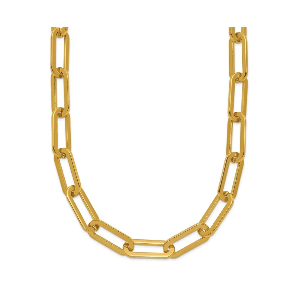 Chisel Yellow Ip-plated Elongated Open Link Paperclip Chain Necklace