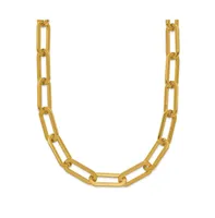 Chisel Yellow Ip-plated Elongated Open Link Paperclip Chain Necklace