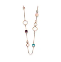 Chisel Rose Ip-plated Multicolor Crystal 21.5 inch Cable Chain Necklace