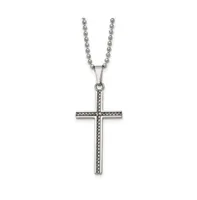 Chisel Polished Braided Design Cross Pendant on a Ball Chain Necklace