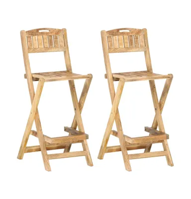 Folding Patio Bar Chairs 2 pcs Solid Mango Wood