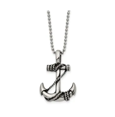 Chisel Antiqued Anchorite Rope Pendant Ball Chain Necklace