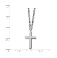 Chisel Polished 20mm Cross Pendant on a 18 inch Cable Chain Necklace