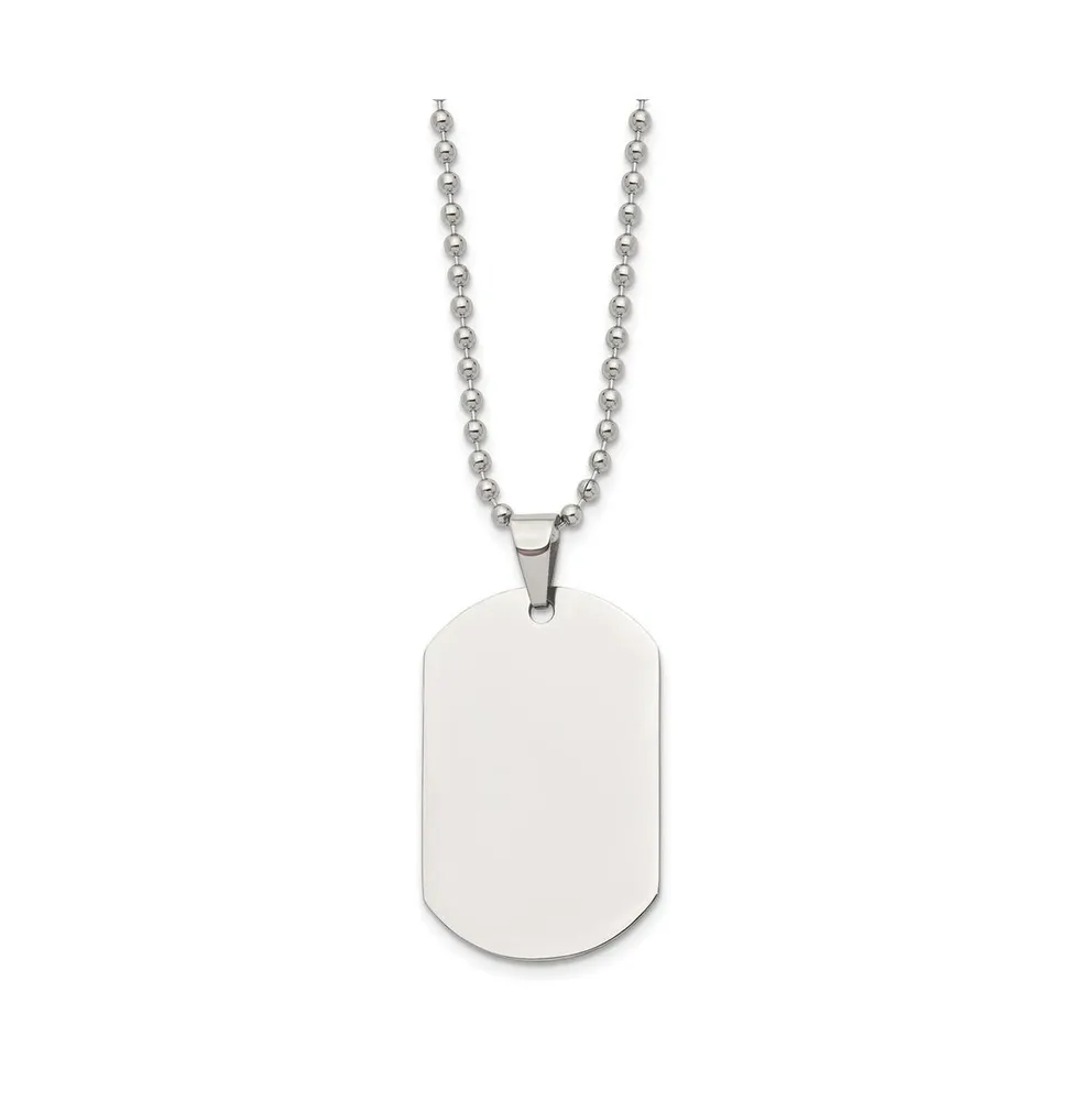 Chisel Stainless Steel Polished Dog Tag on a Cable Chain Necklace