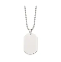 Chisel Stainless Steel Polished Dog Tag on a Cable Chain Necklace