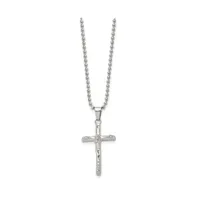 Chisel Polished Crucifix Pendant on a Ball Chain Necklace