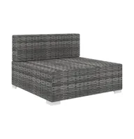 Sectional Middle Seat with Cushions Poly Rattan Gray