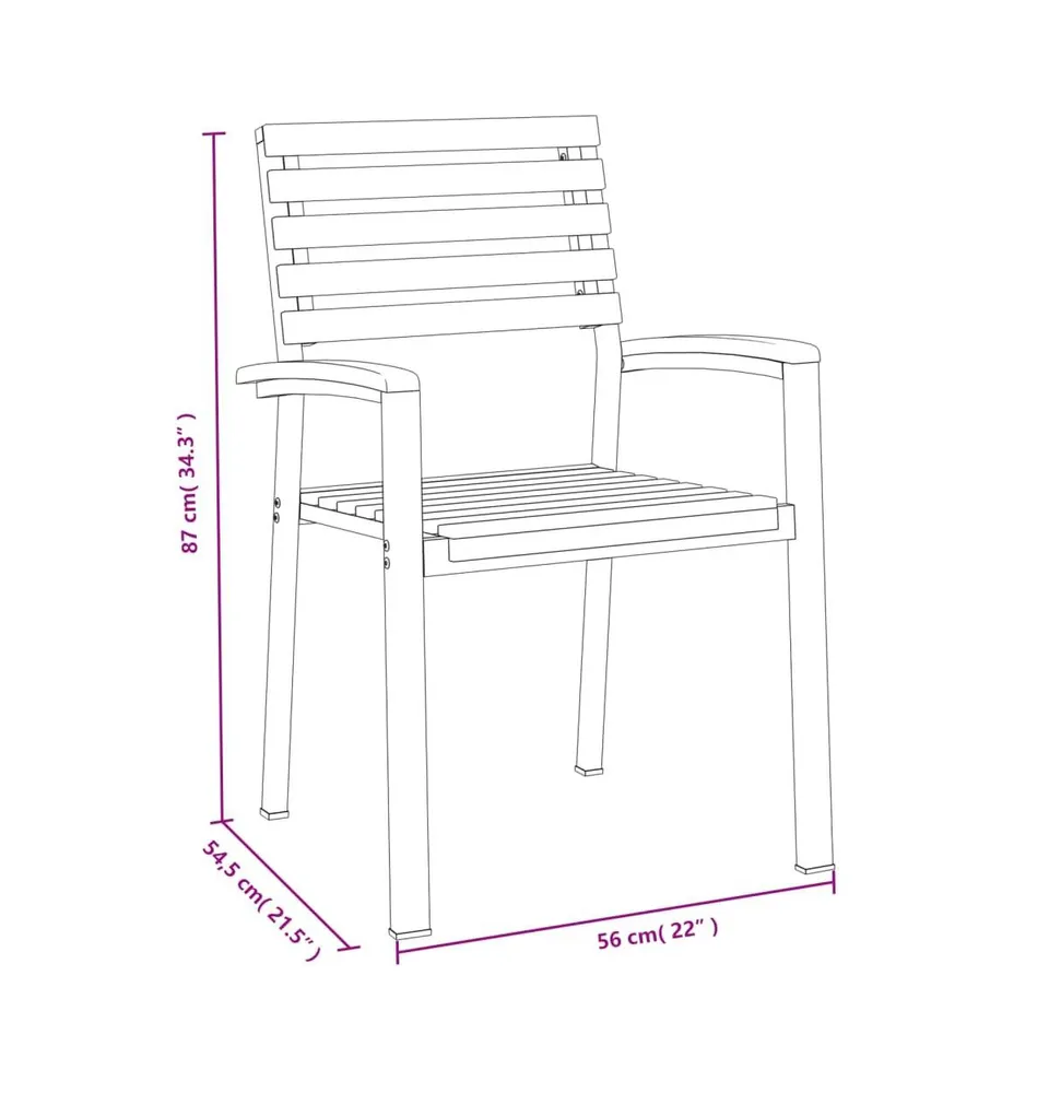 Stackable Patio Chairs pcs Solid Wood Acacia and Metal