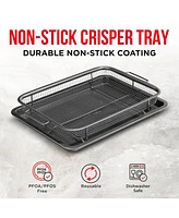 Air Fryer Crisping Basket & Tray Set for Oven, Crispy | Oven Baking w/ Elevated Mesh Grill Basket, Ceramic coating Healthy Cooking