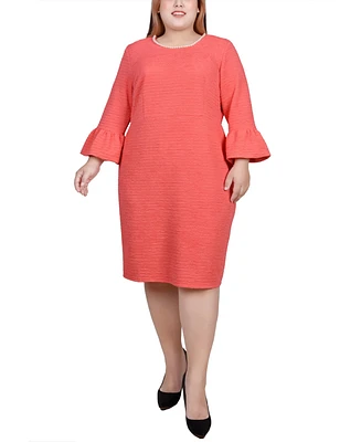 Ny Collection Plus 3/4 Length Imitation-Pearl Detail Dress