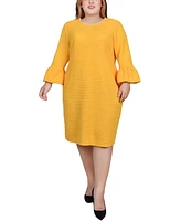 Ny Collection Plus Size 3/4 Length Imitation-Pearl Detail Dress