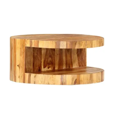 Round Coffee Table 25.6"x11.8" Solid Sheesham Wood